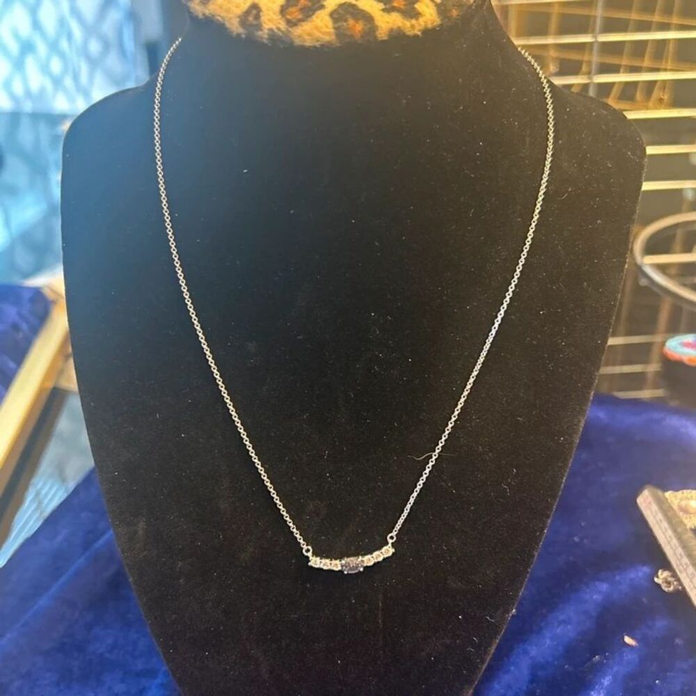 Sterling Silver CZ Bar Necklace | Delicate Minimalist Necklace | 925 Silver